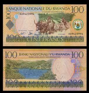 100 FRANCS Banknote of RWANDA   2003   Lake KIVA   UNC  