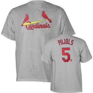 Mens St. Louis Cardinals #5 Albert Pujols `Name and Number` S/S Grey 