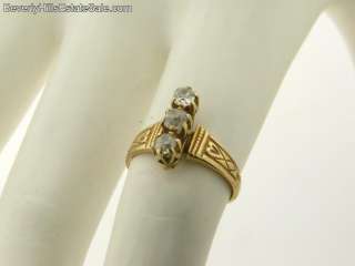 Antique Victorian 3 Diamond Yellow Gold Ring  