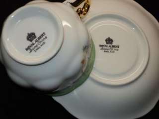Royal Albert RAINBOW Lime Moss ROSE simplyTclub Tea cup and saucer 