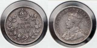 1918 10c Silver Canadian Dime  