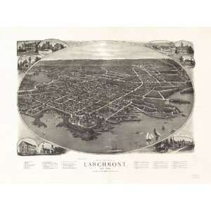  Historic Panoramic Map View of the borough of Larchmont 