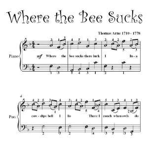    Where the Bee Sucks Arne Easy Piano Sheet Music Thomas Arne Books