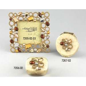  Ashleigh Manor 3 Inch Beaded Circles Compact Frame, Gold 