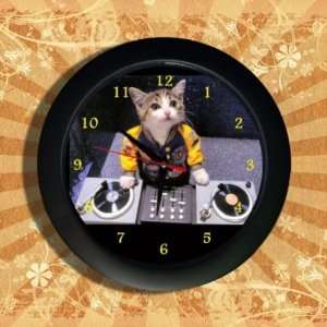  Cat DJ Hip Hop Wall Clock 