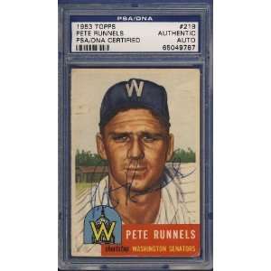 1953 Topps Pete Runnels Autographed/Signed Card PSA/DNA  