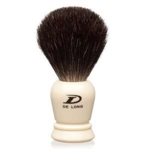  Delong Black Badger Shaving Brush with Faux Ivory Handle 