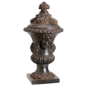  10.5dx20h Bacchus Urn W/Lid Black Rust