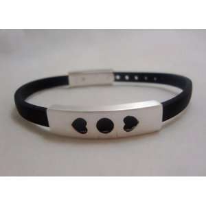  NEW Heart Steel and Rubber Bracelet, Limited. Beauty