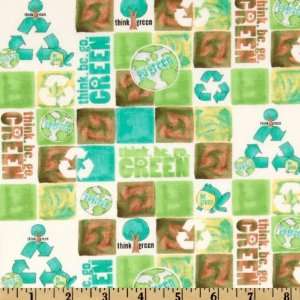  58 Wide Think.Be.Go. Green Recycle Green Fabric By The 