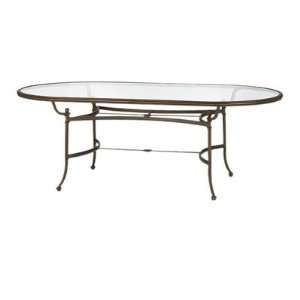   84 Oval Glass Patio Dining Table with Umbrella Hole