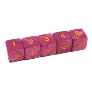   Set of 5 Dice 16mm Round Corners Pearl Red with Numbers Toys & Games