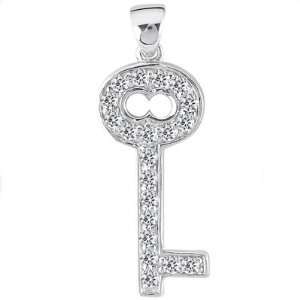 40 Ct Womens Round Brilliant Cut Key Charm Pendant Necklace in 14kt 