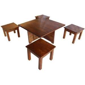   Solid Wood Square Cocktail Ottoman Coffee Table Set Furniture & Decor