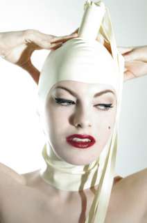 Latex Open Face PONY MASK Hood w Ponytail Fall Ponyplay  