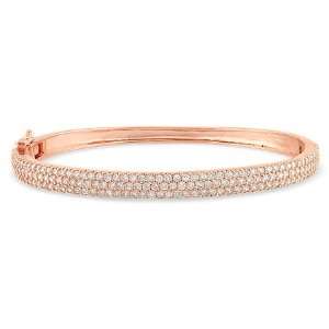 Sterling Silver 5 CT TGW Cubic Zirconia Pink Rhodium Plated Bangle 