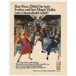  1970 Ron Rico Evelyn Magic Violin Ronrico Rum Print Ad 