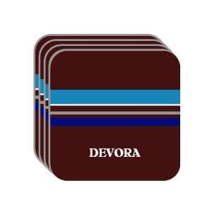 Personal Name Gift   DEVORA Set of 4 Mini Mousepad Coasters (blue 