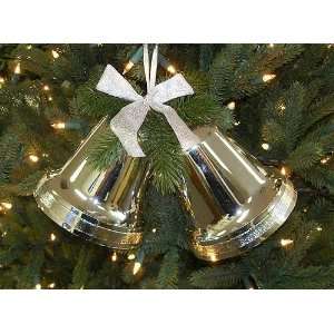  Large 7 Shatterproof Silver Double Bell Christmas 