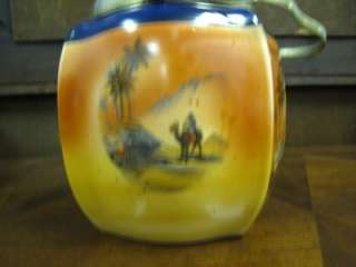 China Biscuit Jar With Camel And Desert Scene Circ. 1910 1930.  