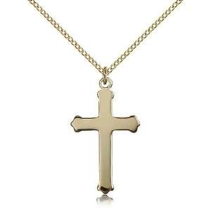 Gold Filled Cross Medal Pendant 1 1/8 x 5/8 Inches 0651YGF1  Comes 