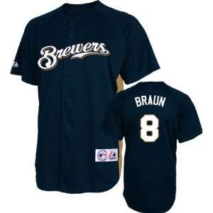  Ryan Braun Adult Navy #8 Milwaukee Brewers Player Jersey 