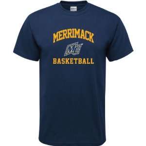  Merrimack Warriors Navy Basketball Arch T Shirt Sports 