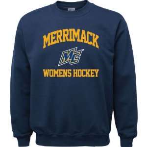 Merrimack Warriors Navy Womens Hockey Arch Crewneck Sweatshirt 