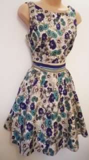   1950s Style Pin Up Rockabilly Floral Hepburn Jive Tea Dress 10  