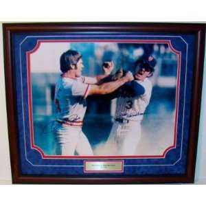  Signed Rose Picture   Bud Harrelson Framed 16x20 PSA DNA 