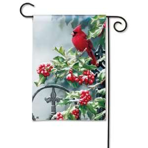   Polyester Hollyberry Cardinal Garden Flag, Fade and Mildew Resistant