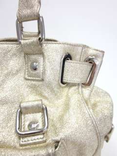 REBECCA MINKOFF Gold Pebbled Leather Tote Handbag  