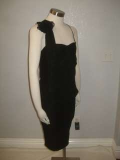 Betsey Johnson  Black Lace Rosette On One Side Draped Party 