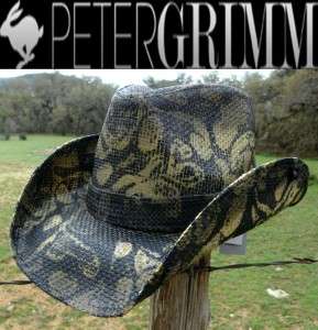 NEW Peter Grimm Hats RATTLER Drifter Western Straw Snake Hunting 