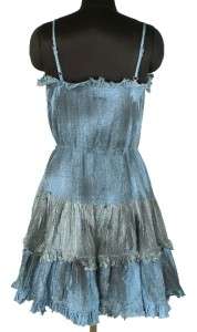 NEW $138 Free People Tie & Dye Printed Cotton Ruffle Dress S 4 Small 