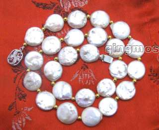High quality AAA GRADE WHITE 12mm COIN PEARL NECKLACE  