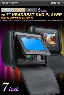   Tan/Black Car Pillow Headrest DVD Player SONY LENS/IR/FM/USB E3  