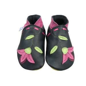  Daisy Roots Gorgeous Leather Flower on Navy Baby Shoes 