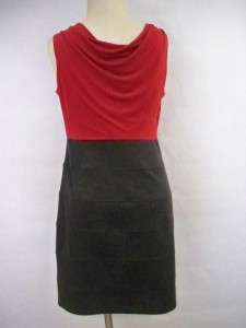 ENFOCUS STUDIO Red & Gray Scooped Dress Sz 8 NWT  