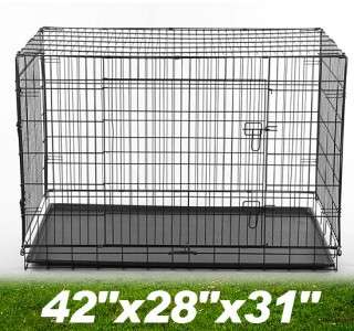   42 Folding Dog Cage Crate Pet Crate 2 Door Portable house Medium Size