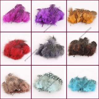 Nature Guinea Hen Feather Spotted 2.1Inch 100pcs Multi Color Choose 