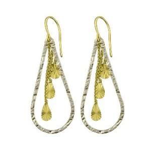    14K Two Tone Gold Teardrop Dangle Earrings Katarina Jewelry