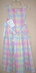 Bonnie Jean Girls ADORABLE Plaid Summer Dress Pastels  