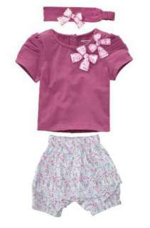 Girl Baby Short Top+ Pants+Headband Set 0 36M Cotton Costume NWT 3 PCS 