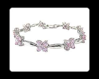 Beautiful Fashion Jewelry Pink Sapphire White Gold GP Tennis Bracelet 