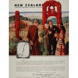 1934 Ad Maori Village New Zealand Matson Line Cruise   Original Print 