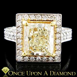   10ctw Princess Cut Fancy Yellow Diamond Halo Engagement Ring  