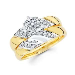 Size  10   .28ct Diamond 14k Yellow Gold Engagement Wedding 2 Ring Set 