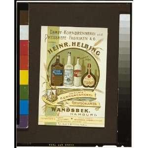   Advertising card for liquors,1880 1925,Heinr.Helbing