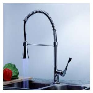  Solid Brass Spring Kitchen Faucet with Color Changing LED 